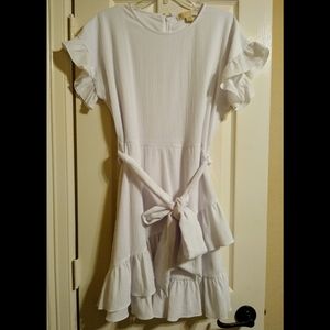 Michael Kors crinkled gauze wrap dress - white